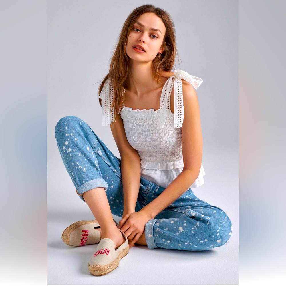 Smocked eyelet top